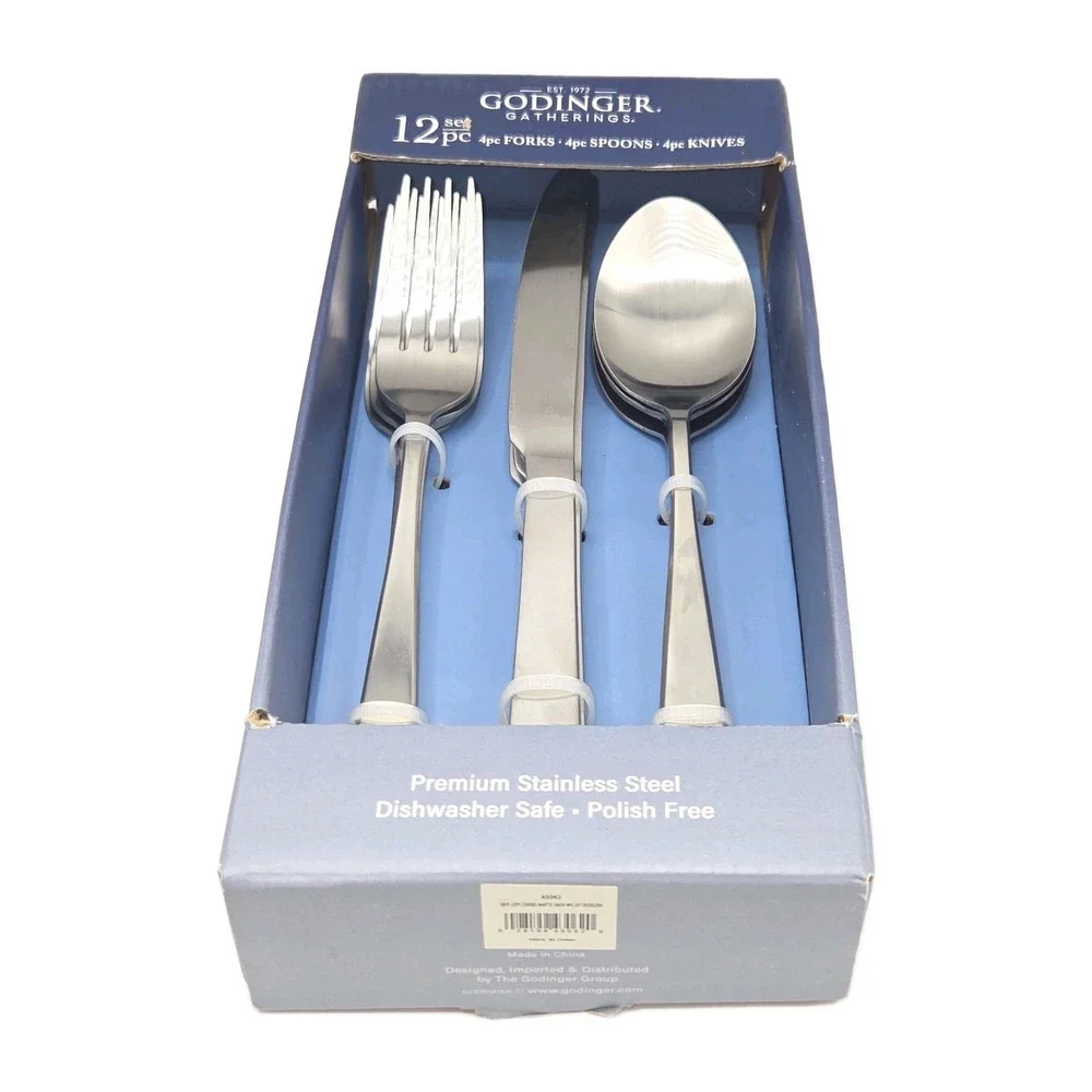 Godinger Gatherings 12-Piece‎ Stainless Steel Flatware Silverware Set
